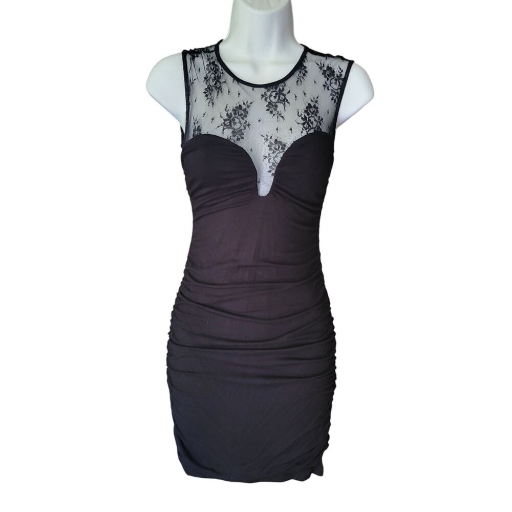 Y2k Black Ruched Dres  Whimsi Goth SM  dark Romance bodycon